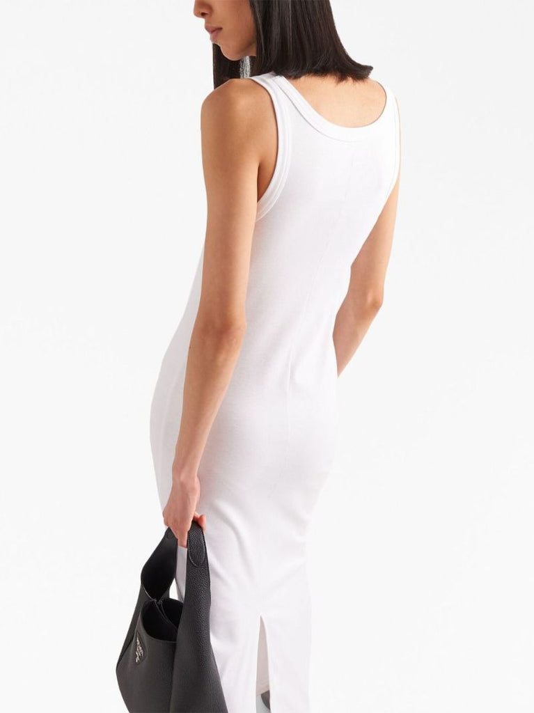 White Triangle Logo Sleeveless Dress
