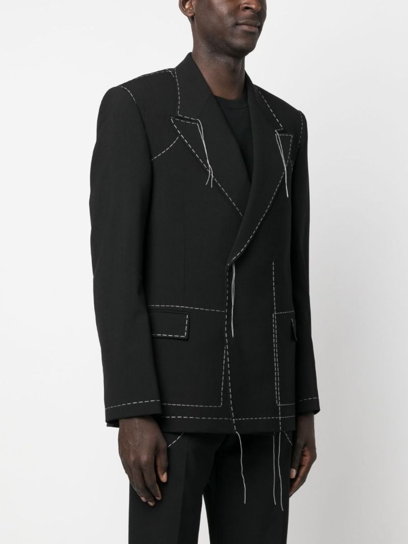 Black Stitch Double-breasted Blazer