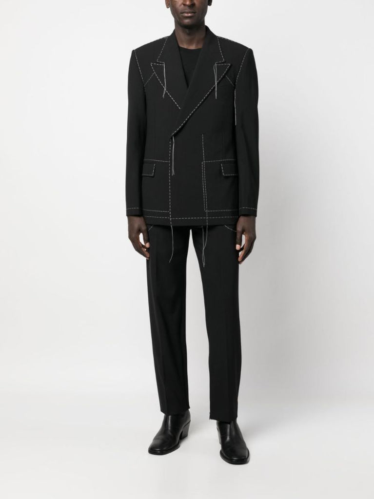 Black Stitch Double-breasted Blazer