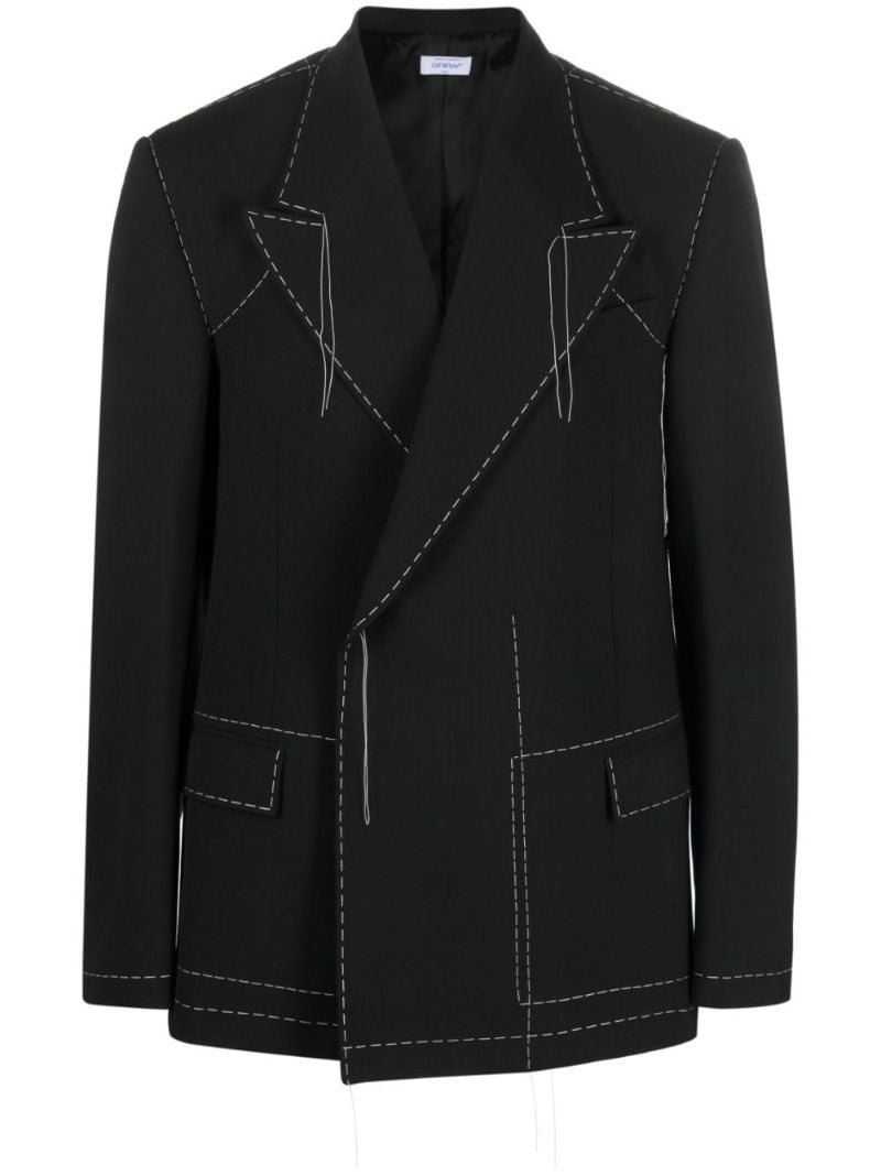 Black Stitch Double-breasted Blazer
