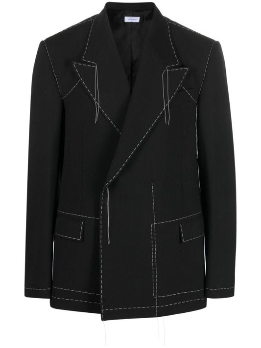 Black Stitch Double-breasted Blazer