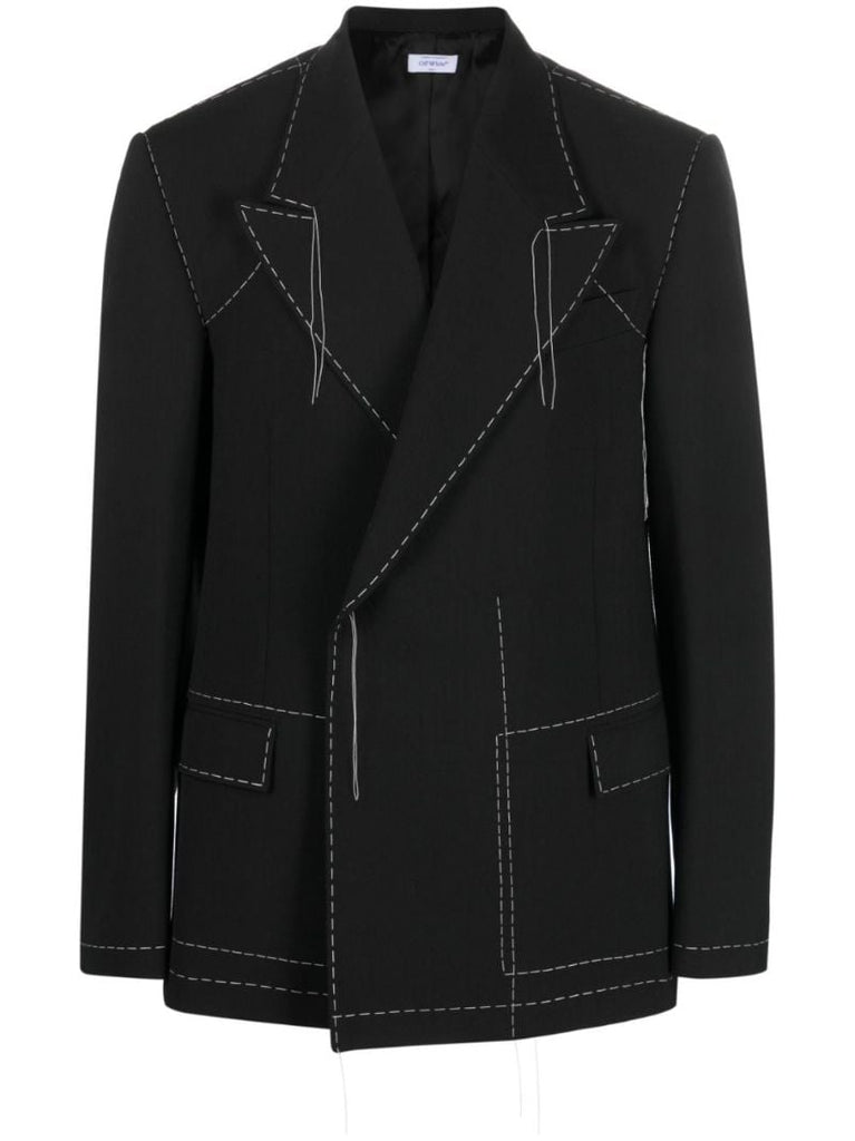 Black Stitch Double-breasted Blazer