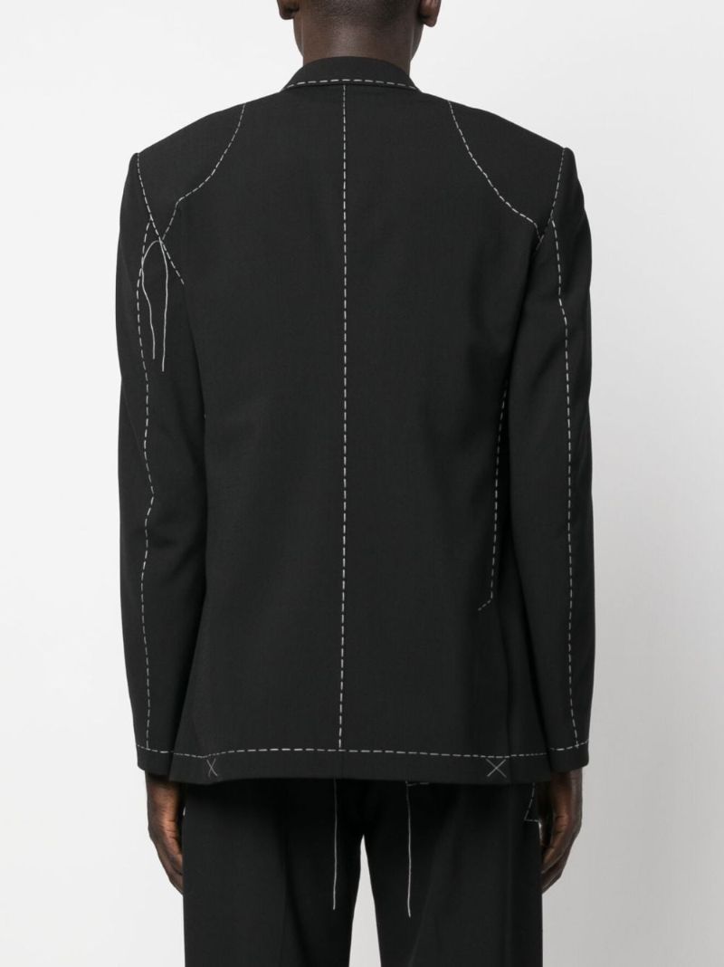 Black Stitch Double-breasted Blazer