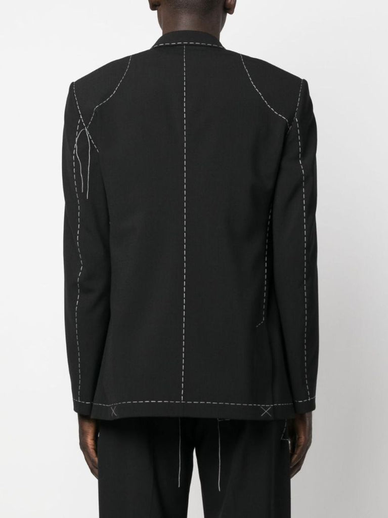Black Stitch Double-breasted Blazer