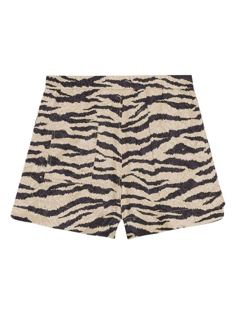 Neutral Zebra Print Crinkled Shorts