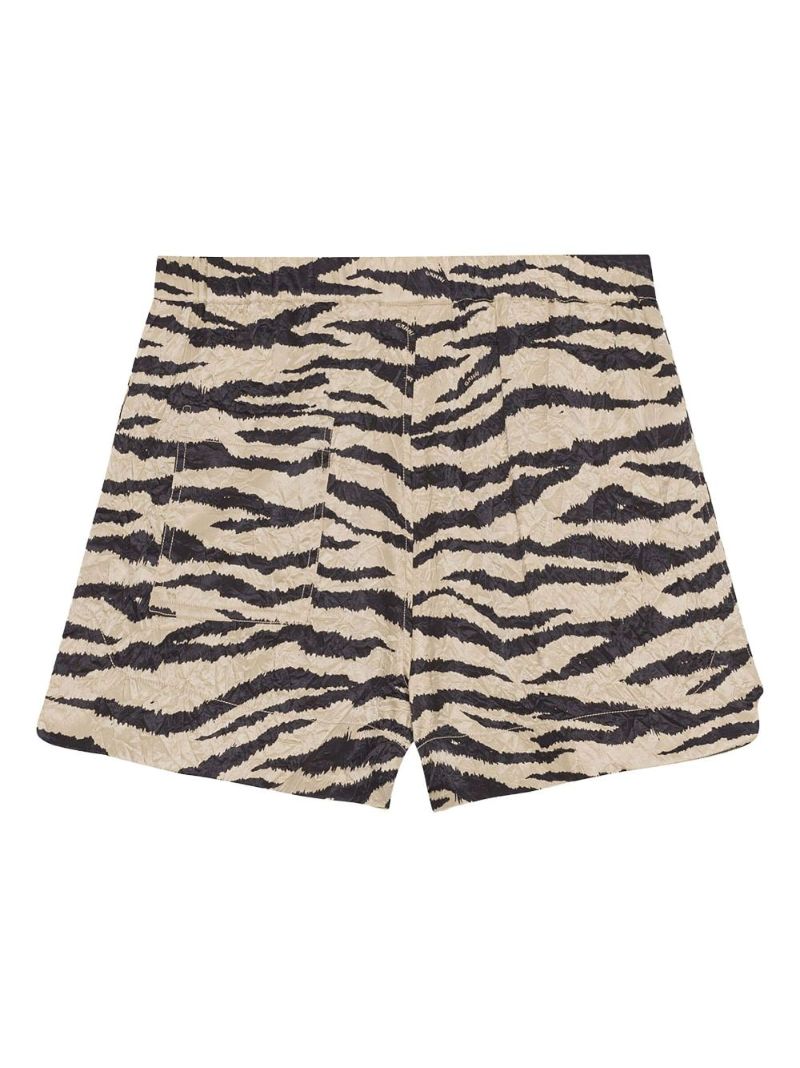Neutral Zebra Print Crinkled Shorts