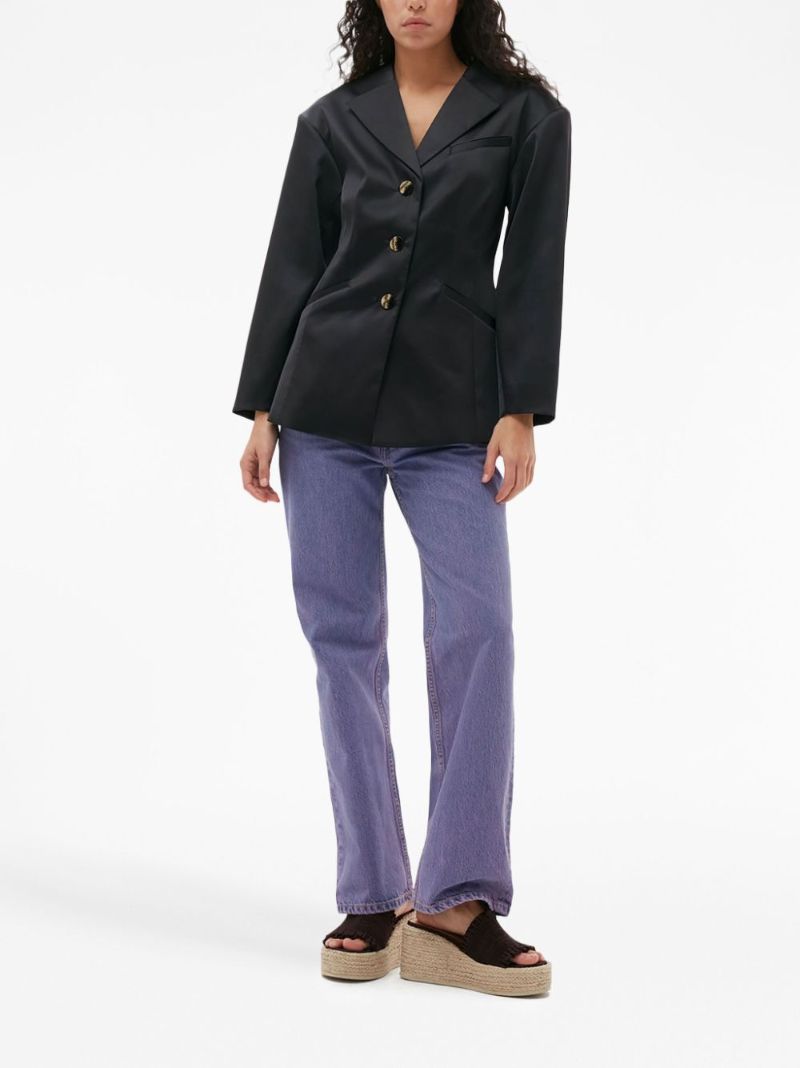 Black Single-breasted Satin Blazer