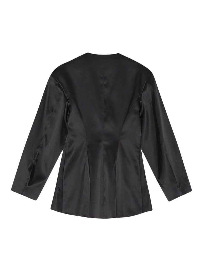 Black Single-breasted Satin Blazer