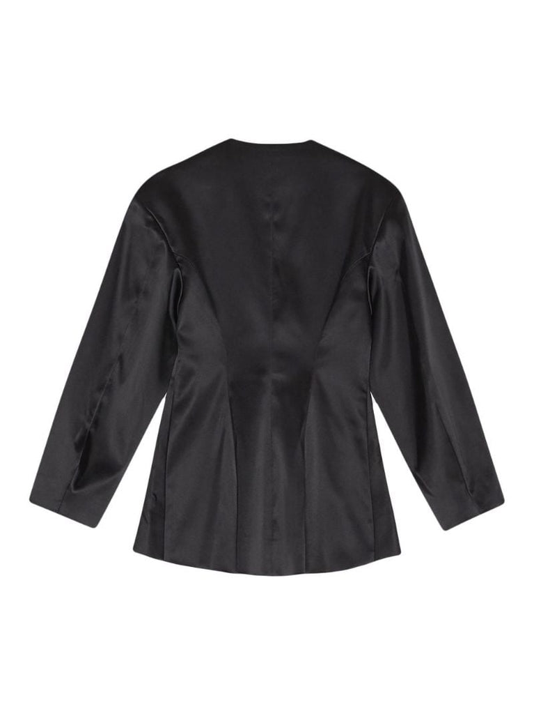 Black Single-breasted Satin Blazer