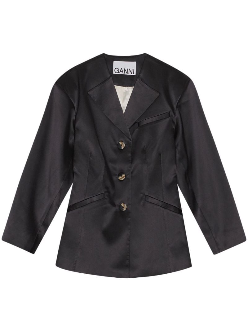 Black Single-breasted Satin Blazer