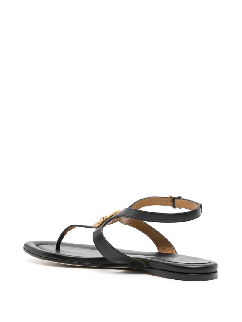 Black Double G Leather Sandals