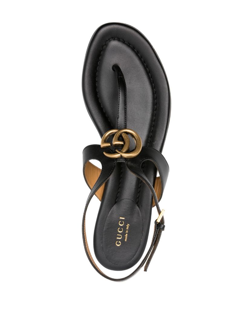 Black Double G Leather Sandals