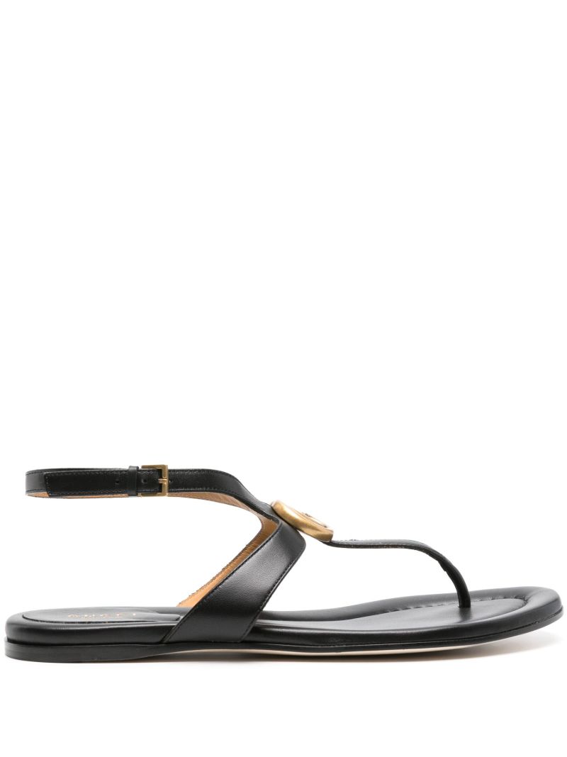 Black Double G Leather Sandals