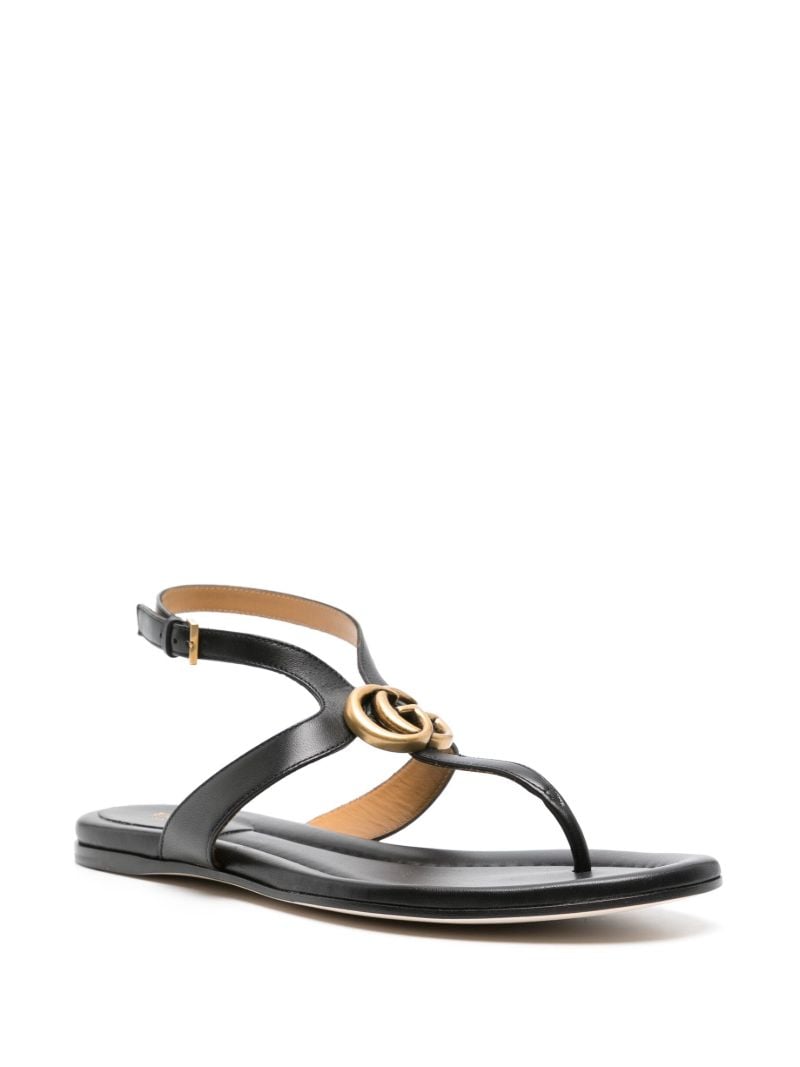 Black Double G Leather Sandals