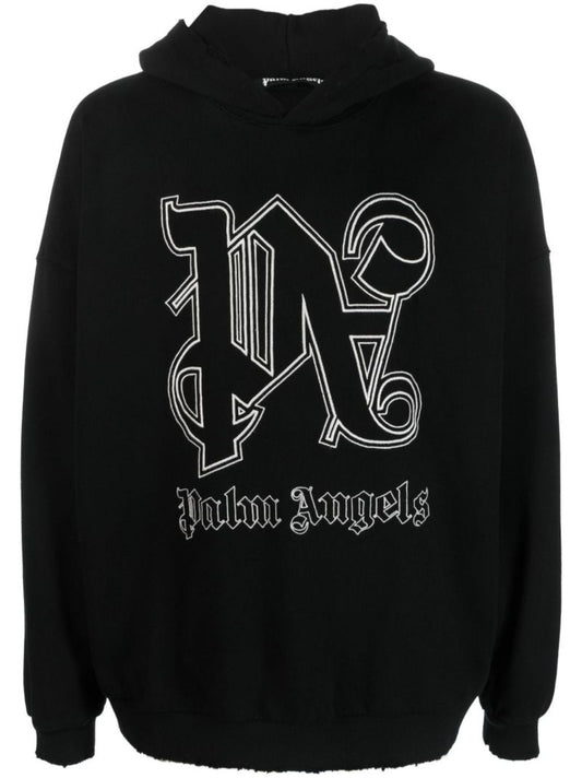 Black Embroidered Logo Hoodie