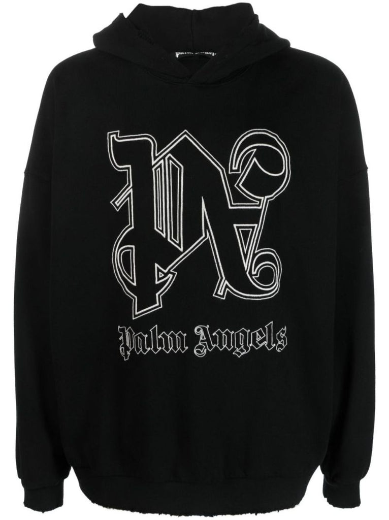 Black Embroidered Logo Hoodie