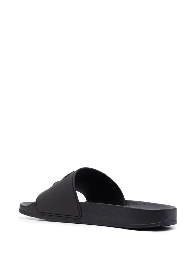 Black Monogram Embossed Slides