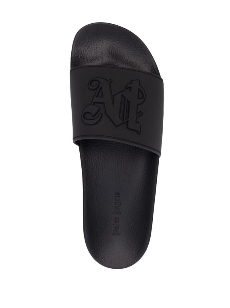Black Monogram Embossed Slides