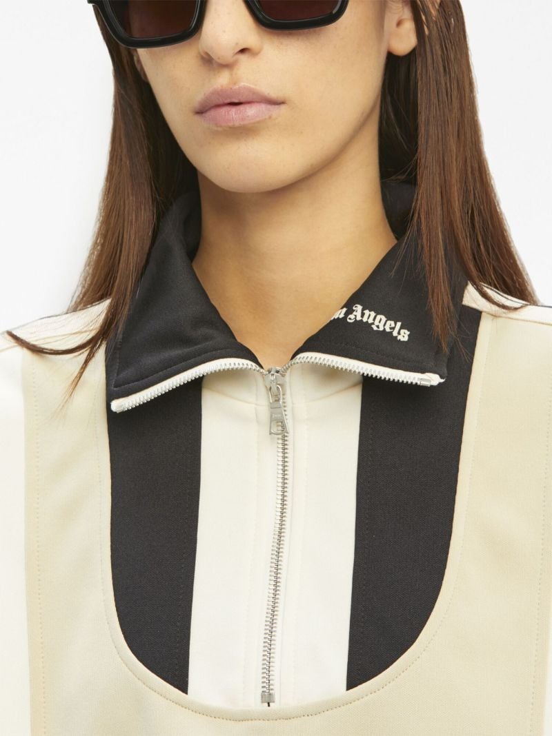 Neutral Panelled Half Zip Jacket