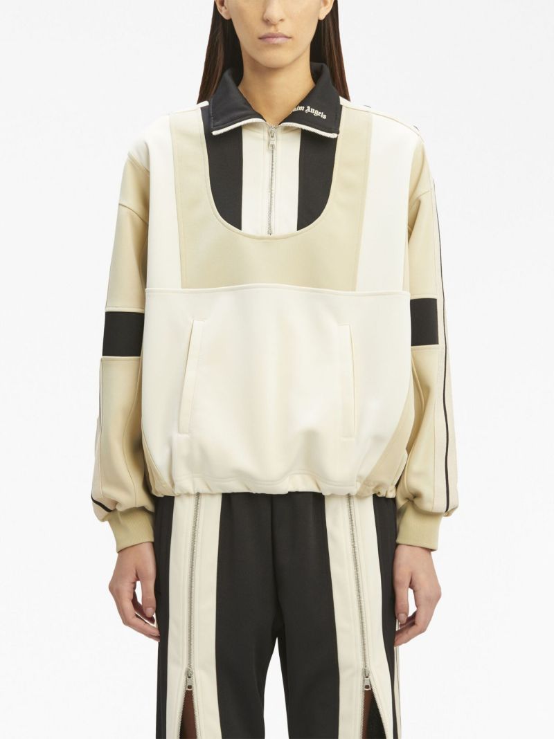 Neutral Panelled Half Zip Jacket