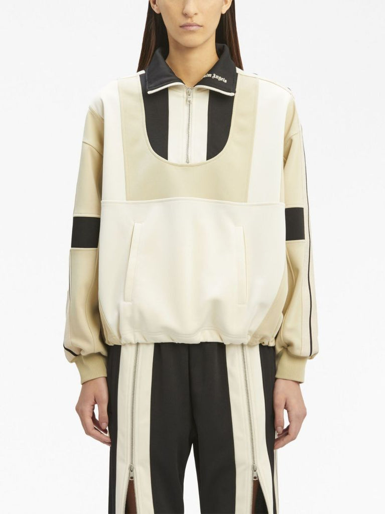 Neutral Panelled Half Zip Jacket