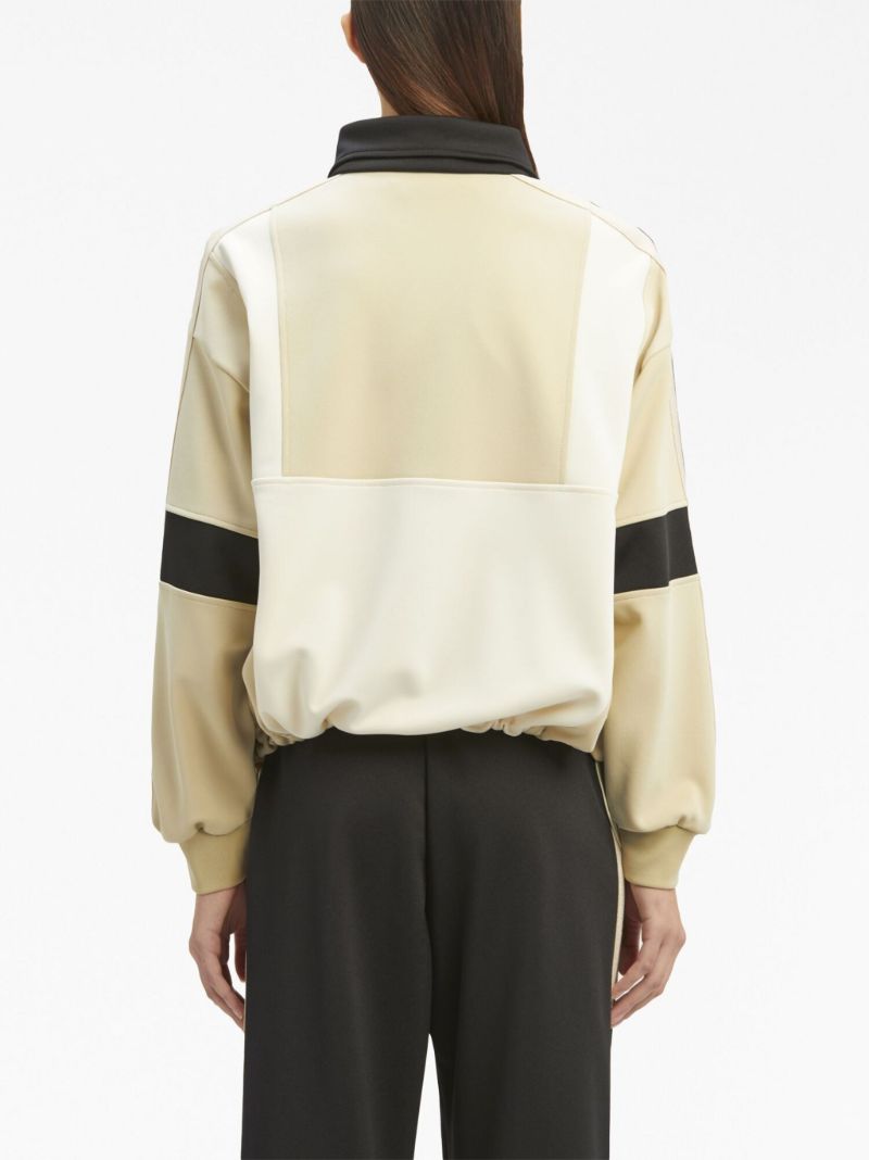 Neutral Panelled Half Zip Jacket