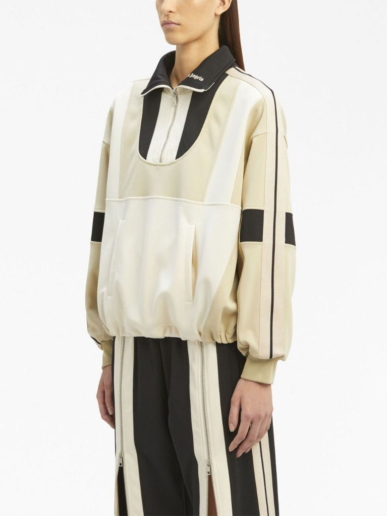 Neutral Panelled Half Zip Jacket