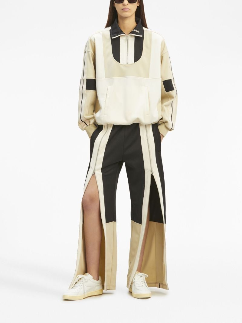 Neutral Panelled Half Zip Jacket