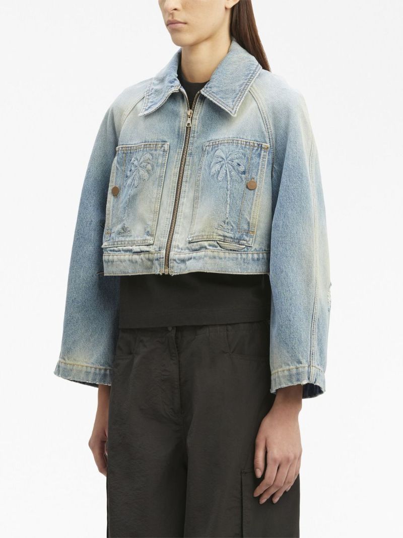 Blue Paris Cropped Denim Jacket