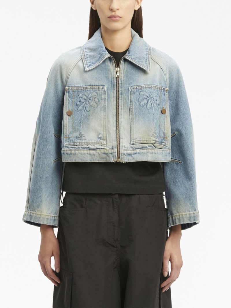 Blue Paris Cropped Denim Jacket