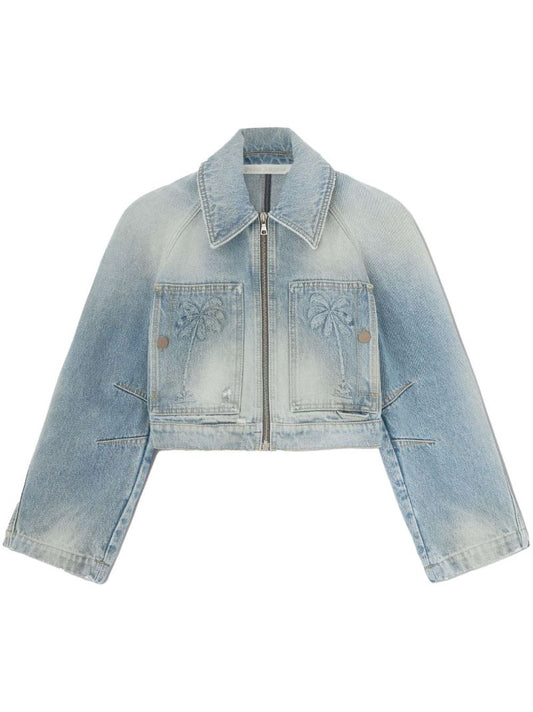 Blue Paris Cropped Denim Jacket