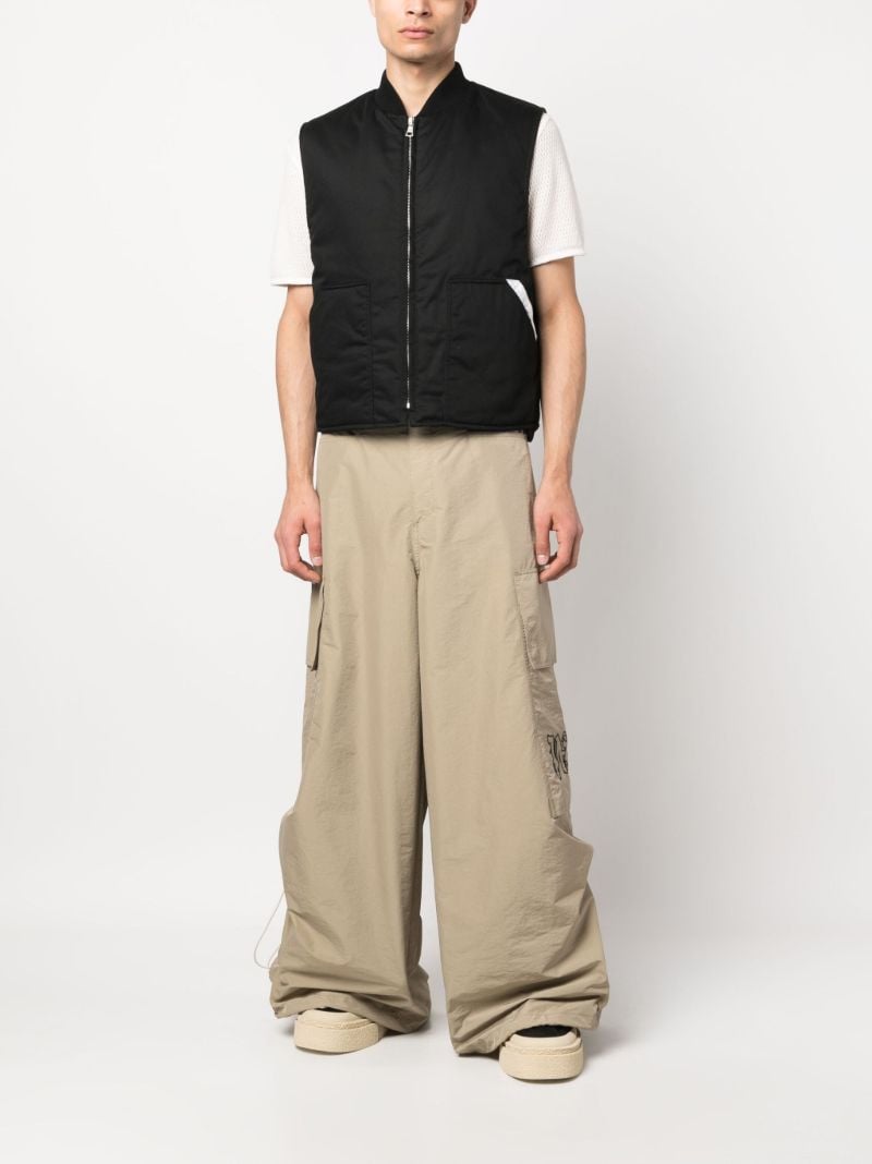 Black Logo Tape Zip Up Gilet