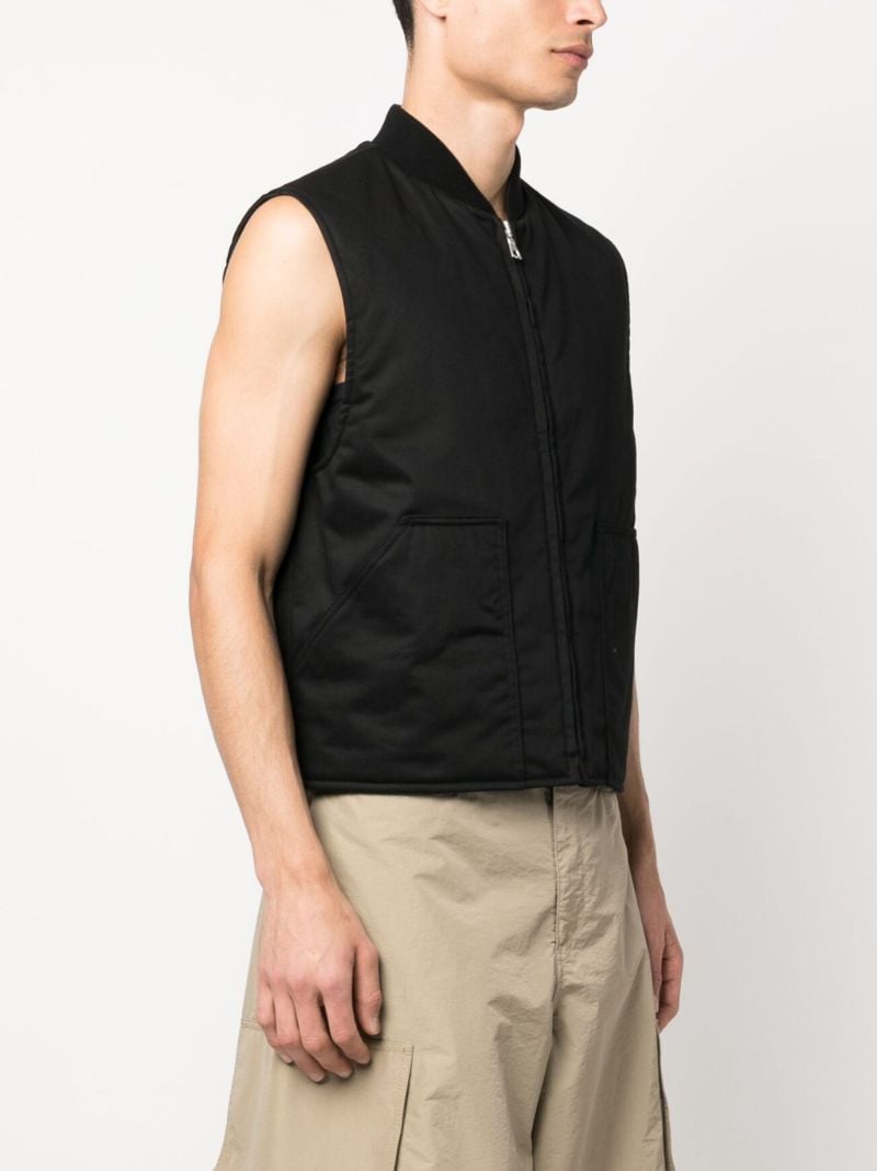 Black Logo Tape Zip Up Gilet