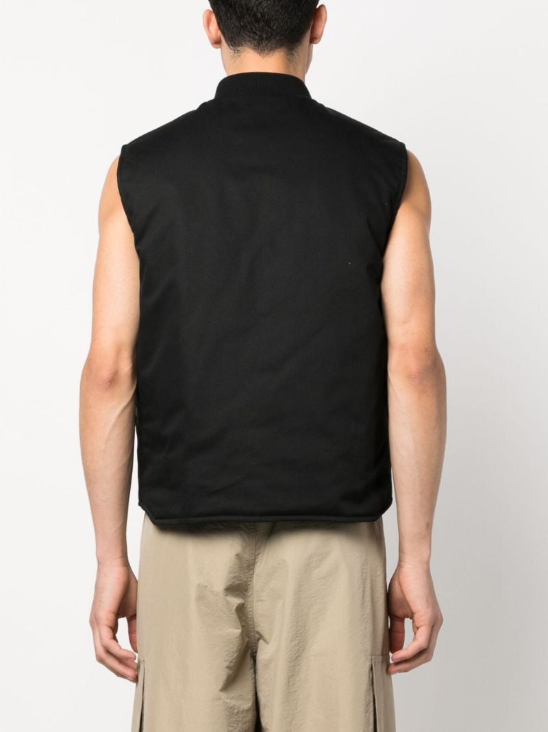 Black Logo Tape Zip Up Gilet