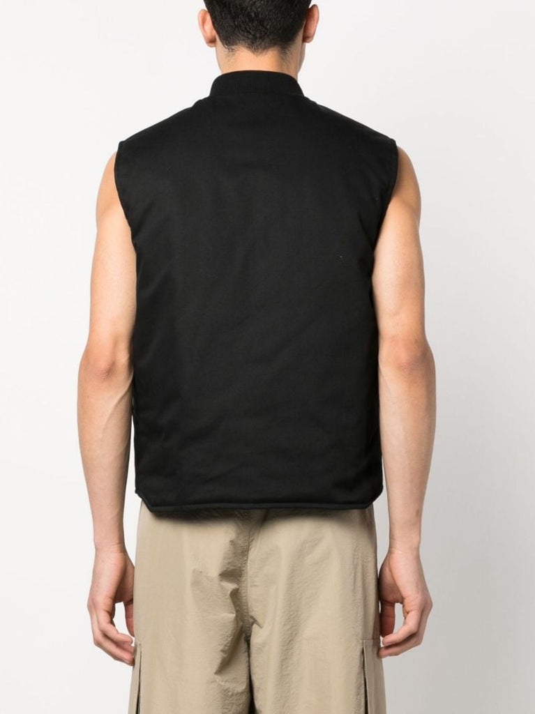 Black Logo Tape Zip Up Gilet