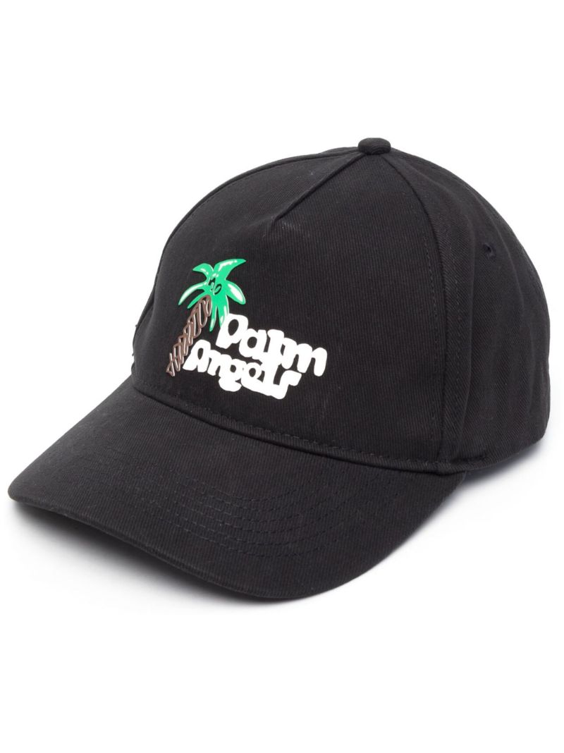 Black Sketchy Logo Print Baseball Cap