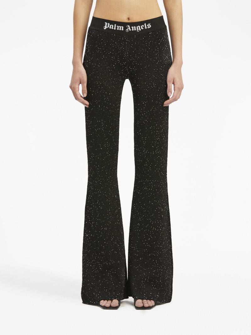 Black Soiree Beaded Lurex Flared Trousers