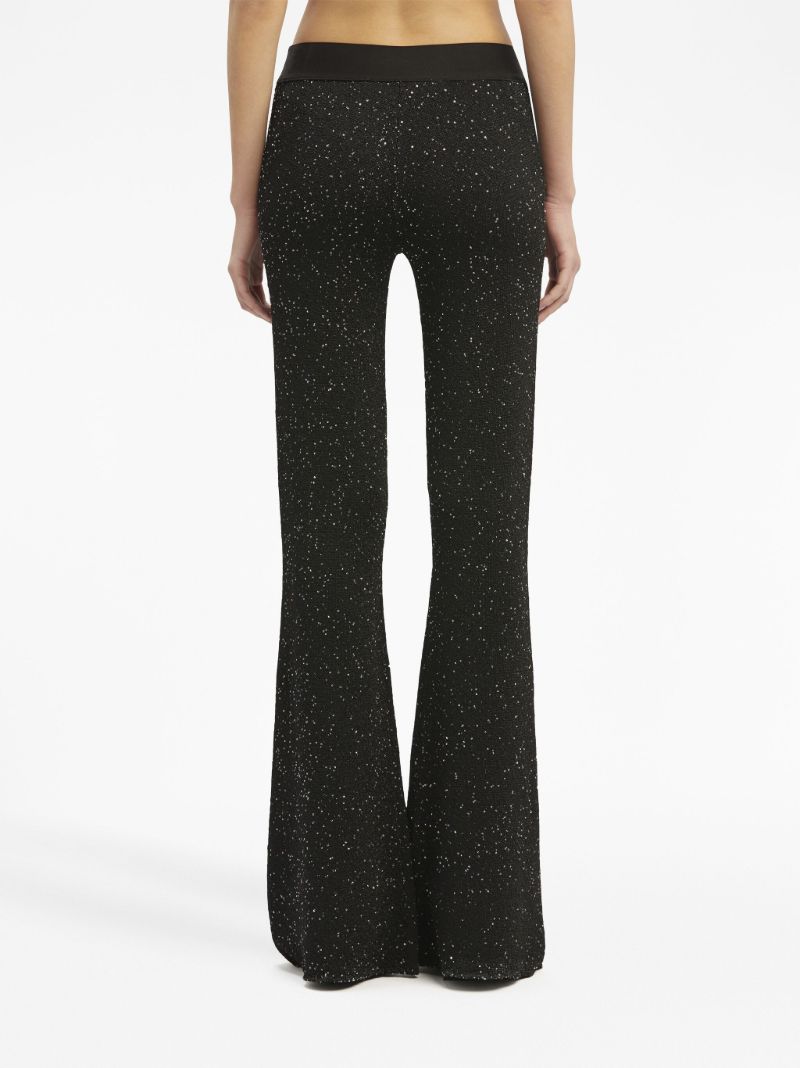Black Soiree Beaded Lurex Flared Trousers