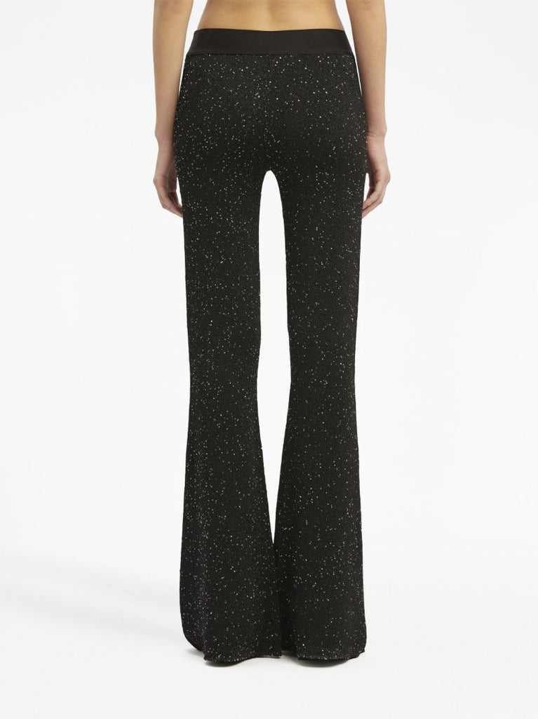 Black Soiree Beaded Lurex Flared Trousers