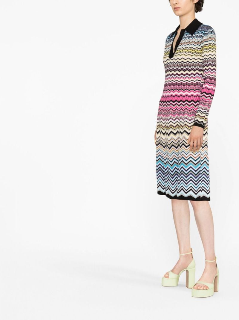 Multicolour Zigzag Knitted Midi Dress
