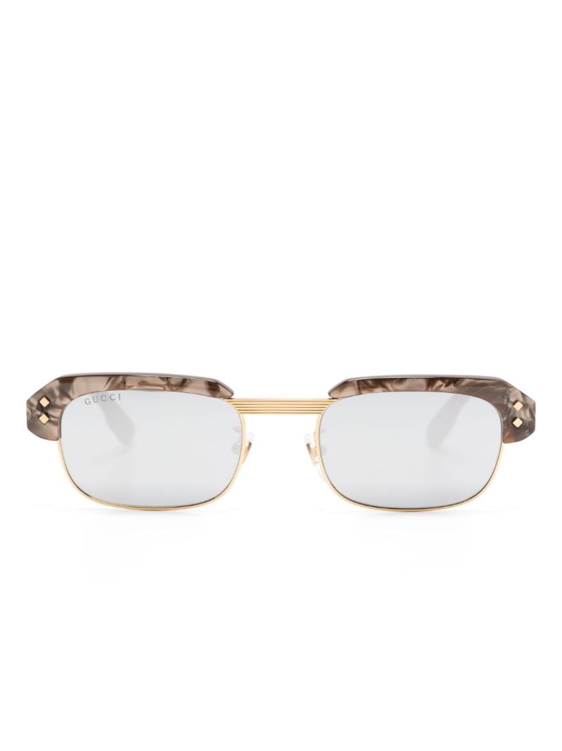 Brown Runway Rectangular Sunglasses