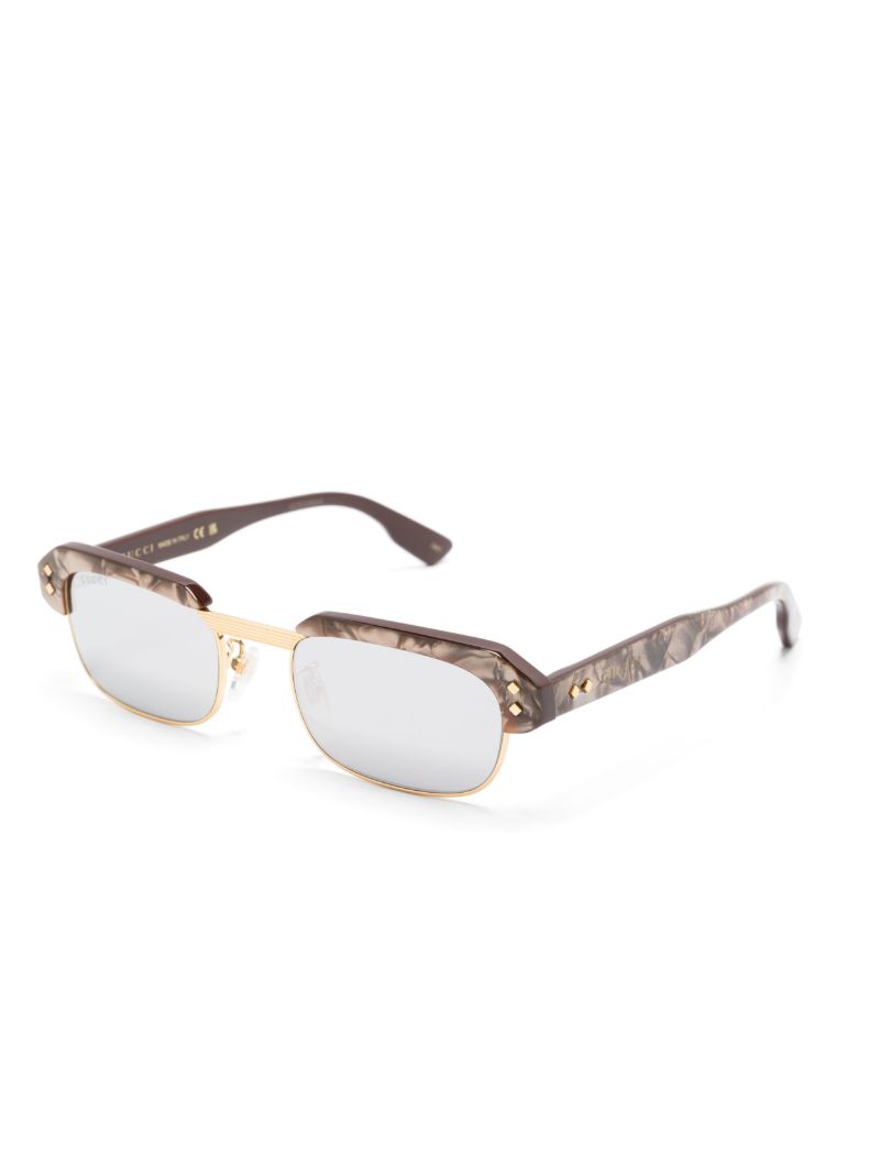 Brown Runway Rectangular Sunglasses