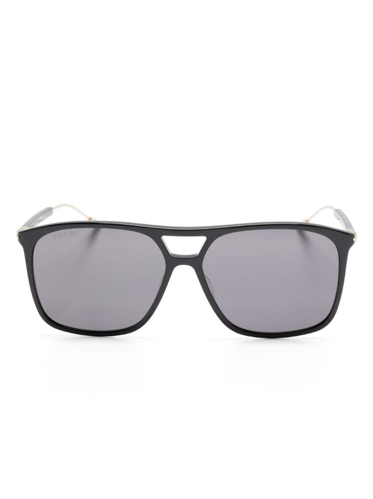 Black Logo Square Sunglasses