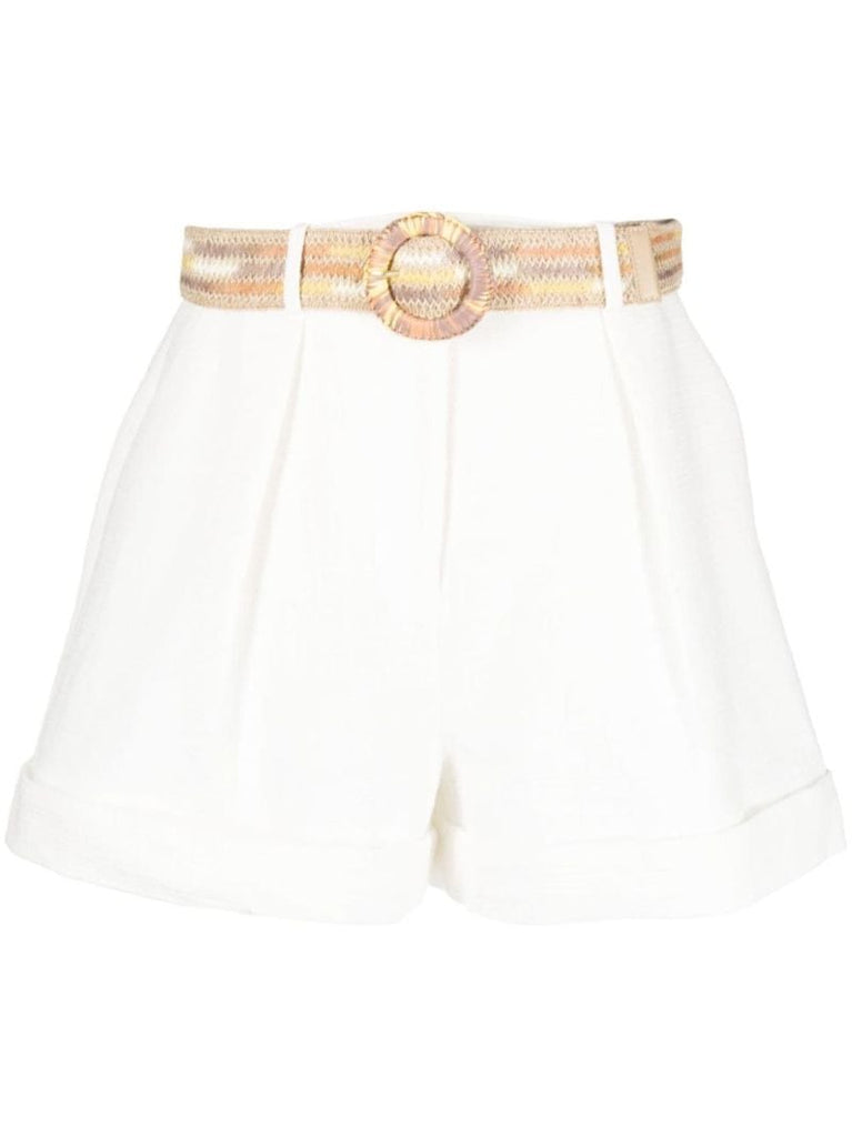 White Devi Cuffed Cotton Shorts