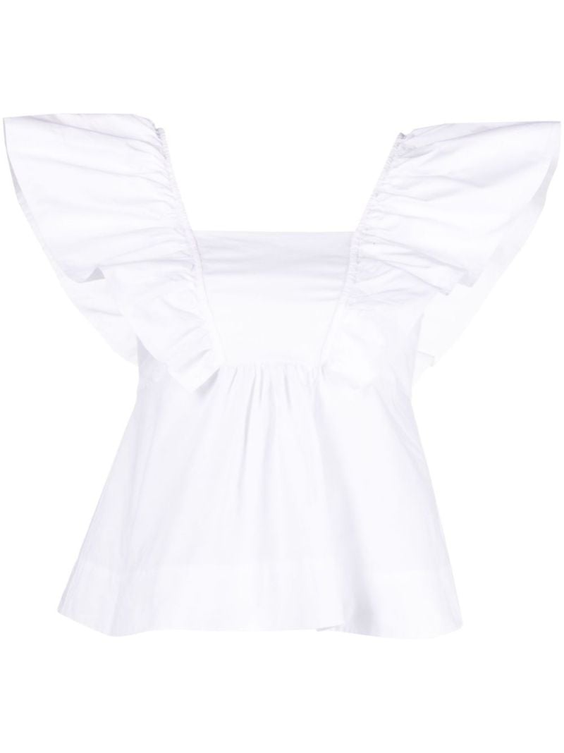 White Ruffled Organic Cotton Blouse
