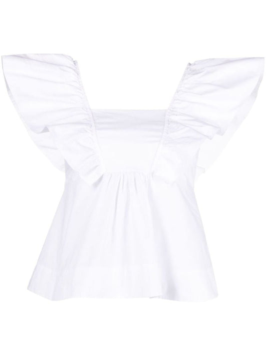 White Ruffled Organic Cotton Blouse