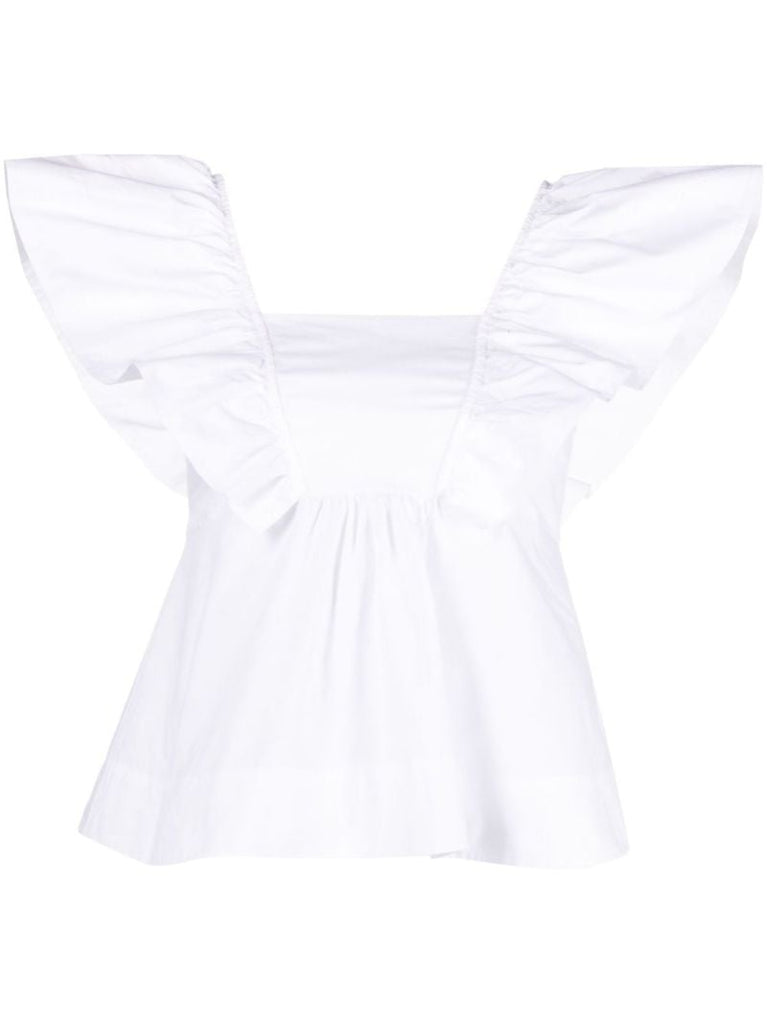 White Ruffled Organic Cotton Blouse