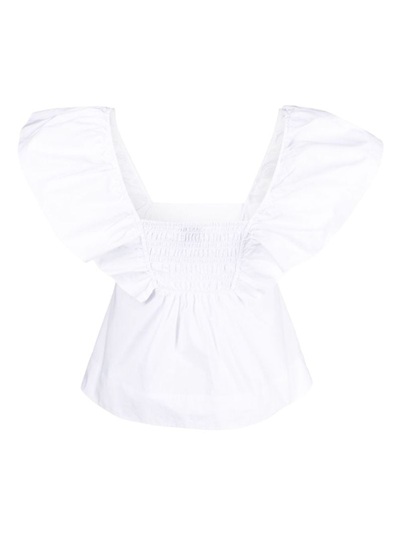 White Ruffled Organic Cotton Blouse