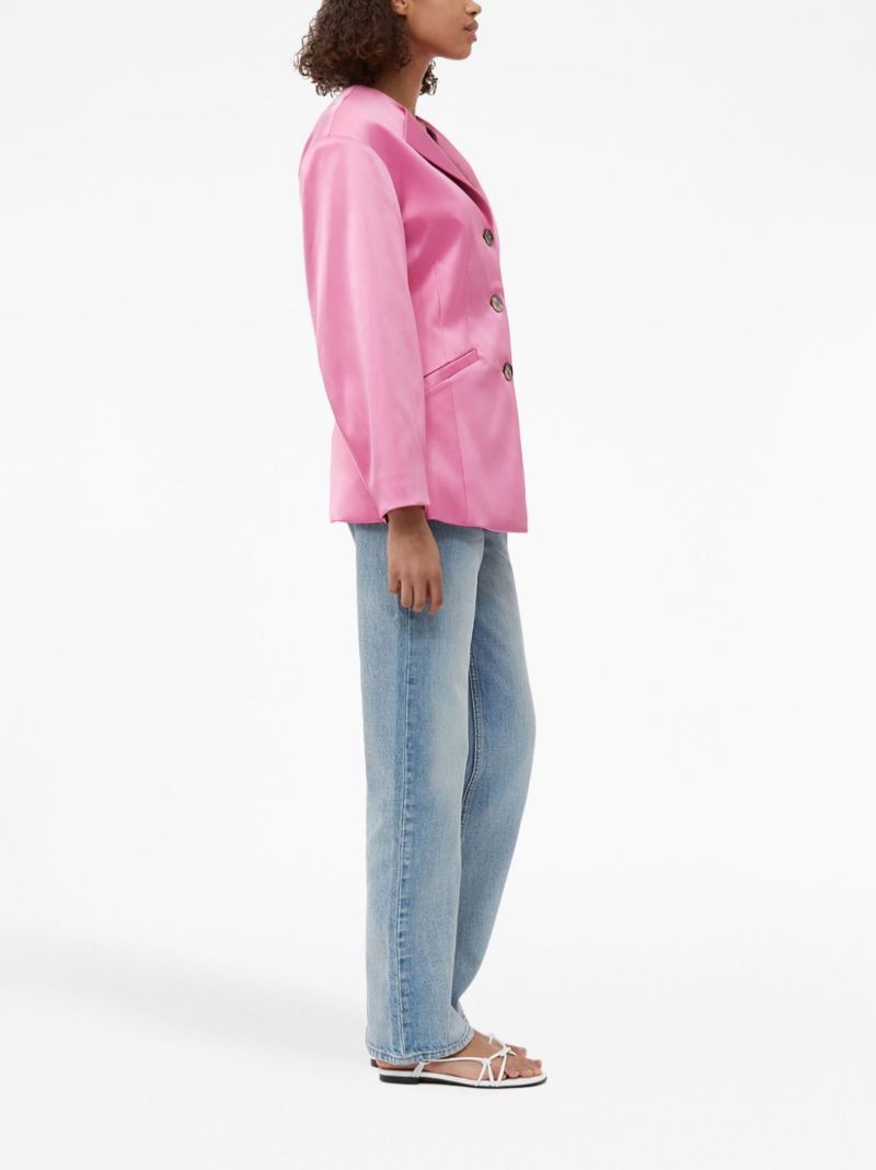 Pink Single-breasted Satin Blazer