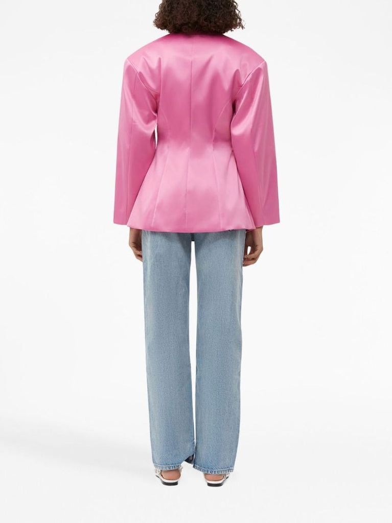 Pink Single-breasted Satin Blazer